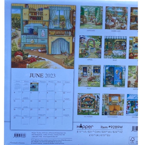 Calendar “Home Sweet Home” Sixteen Months Brand New Gorgeous Paintings - Picture 2 of 10